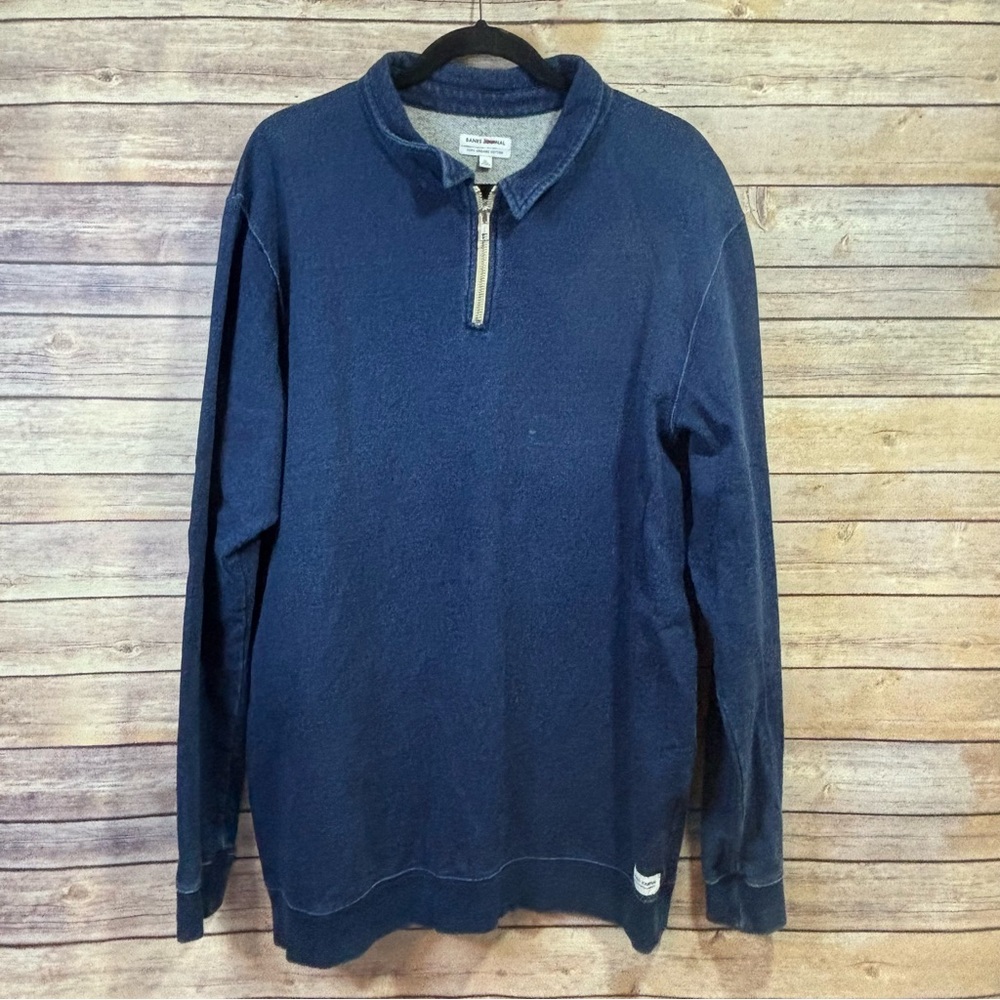 BANKS JOURNAL Men’s Indigo Blue Organic Cotton Zip Sweatshirt Size XL